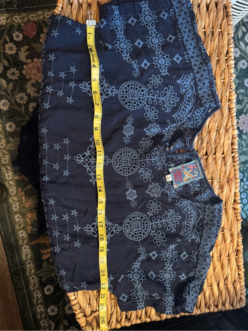 Johnny Was Navy Blue Embroidered Short Sleeve Dress - Picture 6 of 11